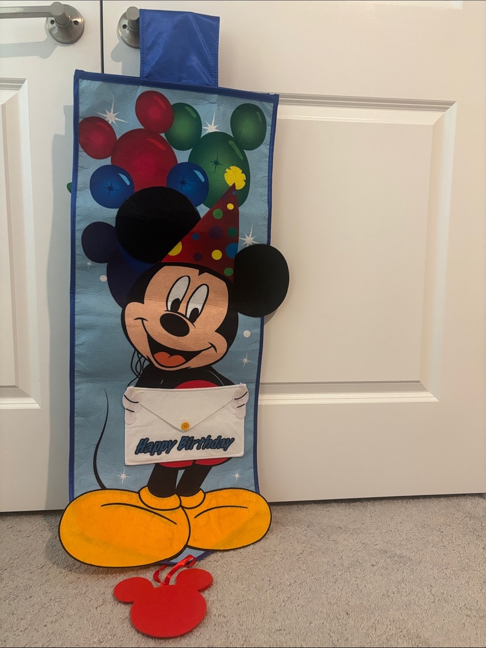 Vintage Disney Parks exclusive Mickey Mouse Blue Happy Birthday Door Banner